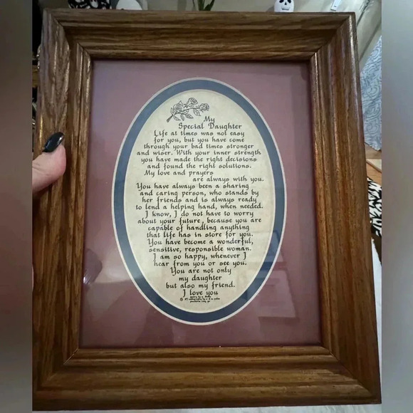 Vintage 1999 Calligraphy Mother to Daughter Poem Framed Artwork Cottagecore - Picture 7 of 9